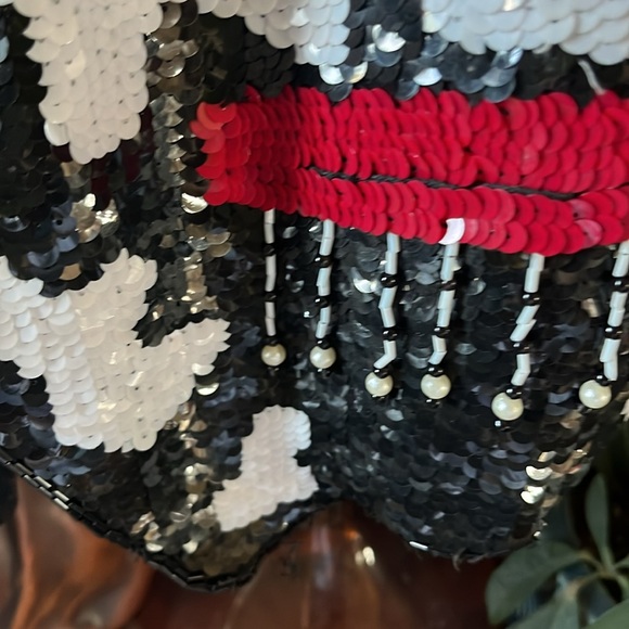 Vintage Modi Sequin Vest Horse black white and red Womens Size Medium - Picture 3 of 5